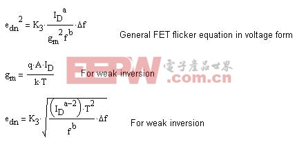 弱反相 FET 閃爍噪聲