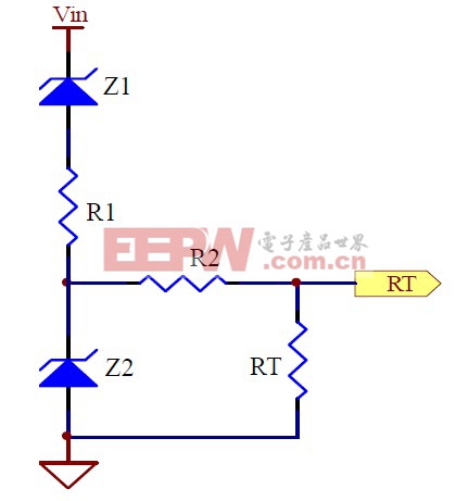 图1：高输入电压时降频工作电路