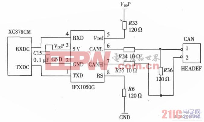 CAN 節(jié)點(diǎn)的接口電路圖
