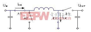 導(dǎo)通階段的升壓轉(zhuǎn)換器電流流向