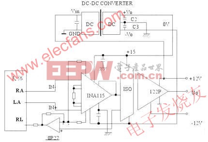 病人ECG監(jiān)護(hù)電路  www.elecfans.com