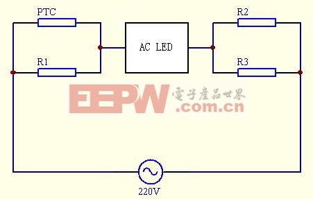 AC LED的典型应用电原理图