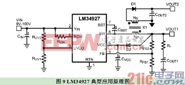 圖9 LM34927典型應(yīng)用原理圖