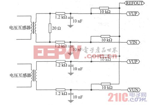 图2AT T7022B 电压电流信号输入典型连接电路
