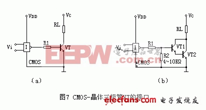 CMOS-晶體三極管VT的接口