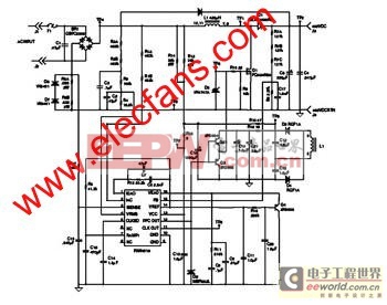 采用FAN4810的500W有源功率因数校正电路的电路原理图