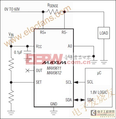 MAX9611/MAX9612电流检测放大器 带有ADC和运