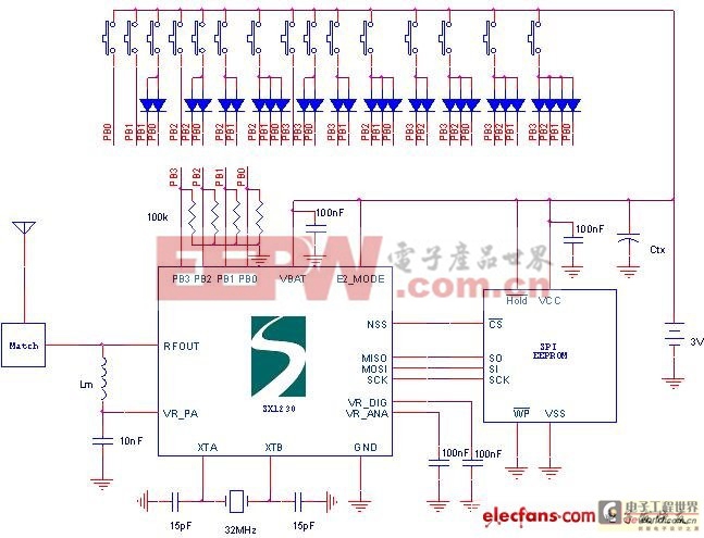 15鍵獨立模式遙控器電路圖