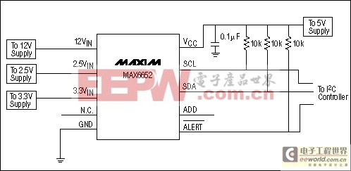 MAX6652監(jiān)控系統(tǒng)結(jié)合電壓監(jiān)測與溫度傳感-MAX6652