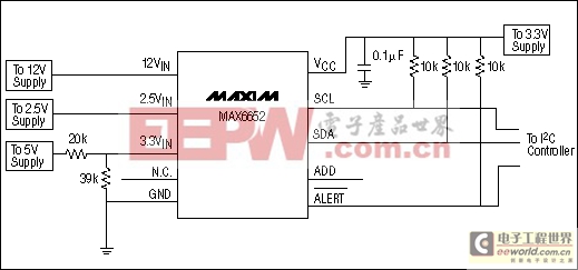 MAX6652監(jiān)控系統(tǒng)結合電壓監(jiān)測與溫度傳感-MAX6652