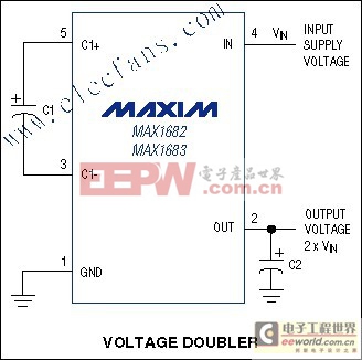 MAX1682, MAX1683 單片電壓倍增器