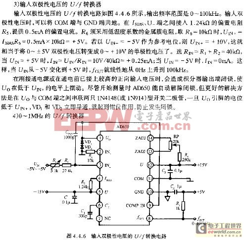 輸入雙極性電壓的U/F轉(zhuǎn)換電路