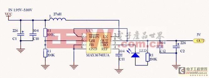 使用max1674的DC/DC電路