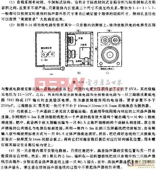 小功率電子三分頻有源音箱制作電路圖