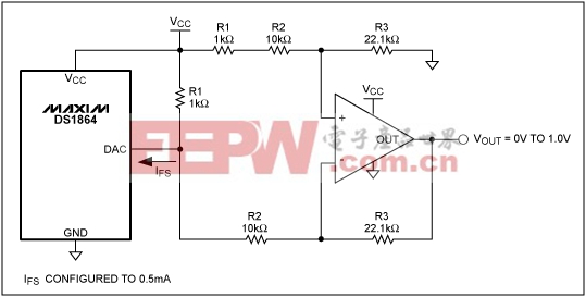 如何將DS1864的電流DAC轉(zhuǎn)換成電壓DAC