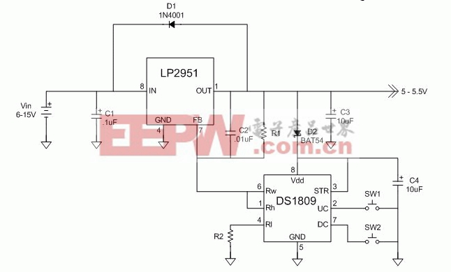 控制變壓電源使用DS1809-Controlling a V