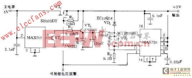 5V/1A的不間斷直流穩(wěn)壓電源電路原理圖