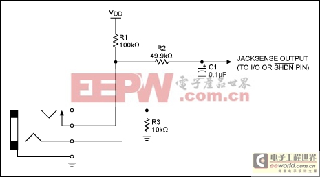 為MAX13330/MAX13331汽車耳機(jī)放大器添加插孔檢測