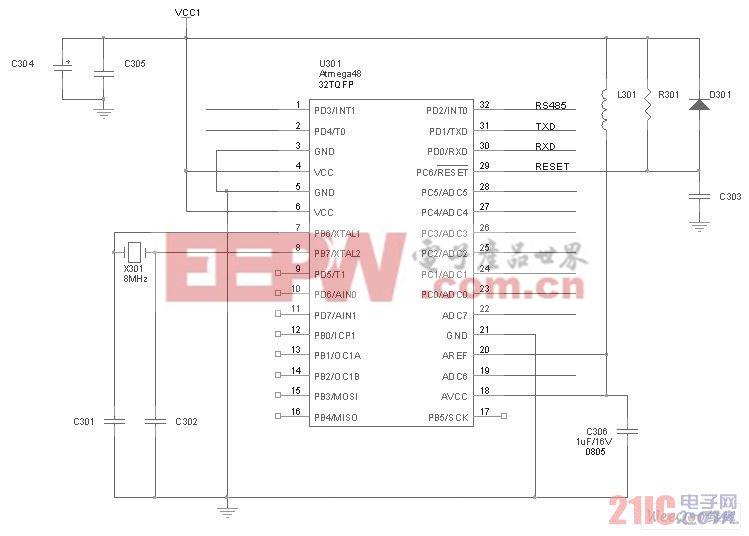 AVR單片機控制電路