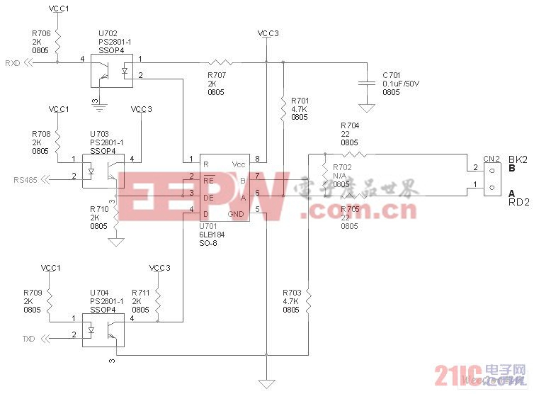 RS485調(diào)光電路