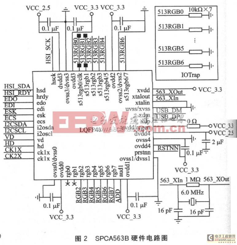 SPCA563B單片機硬件電路