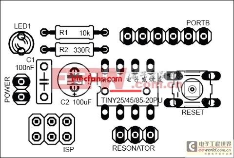 ATtiny25/45/85微控制器電路板制作