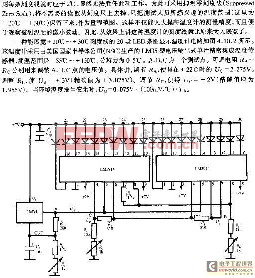 高精度100段LED條圖顯示儀表的電路