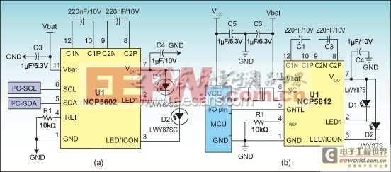 2顆LED式充電泵驅(qū)動(dòng)器應(yīng)用