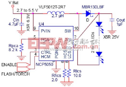 具備內(nèi)部開關(guān)與時(shí)間限制保護(hù)的4.5W功率閃光燈驅(qū)動(dòng)電路