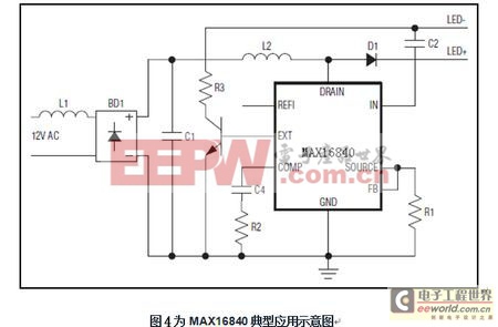 MAX16840典型應(yīng)用示意圖