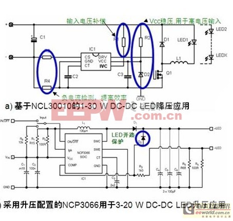 图解DC/DC供电不同功率LED通用照明应用要求及电路方案