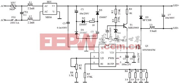 全電壓20W LED日光燈開關(guān)恒流源設(shè)計(jì)方案 