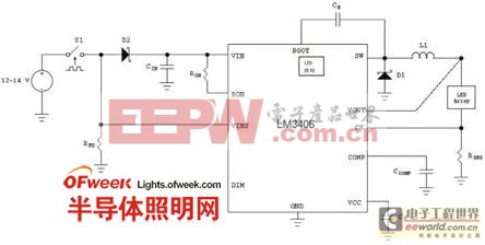 雙線調(diào)光的LM3406配置