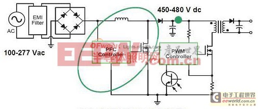 有源PFC的應(yīng)用電路示意圖