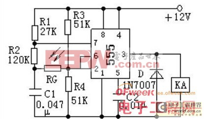 电路分析：由555构成的光电控制电路 