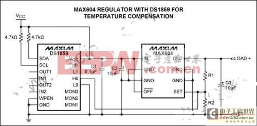 基于DS1859双通道可变电阻和MAX604的补偿稳压器温漂设计 