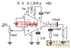 LM386低电压音频功率放大器的原理与典型应用电路图 
