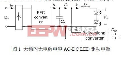 一种无频闪无电解电容AC-DC LED 驱动电源中减小LED电流