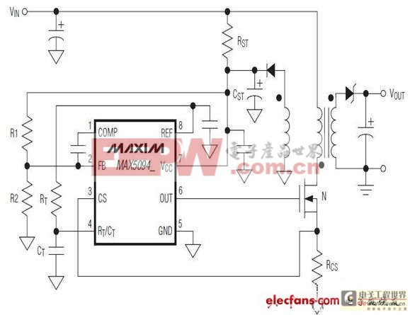 MAX5094 电流模式PWM控制器数据表及应用电路 