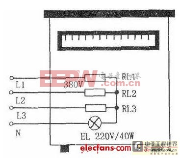 監(jiān)察三相電熱水器缺相用白熾燈 