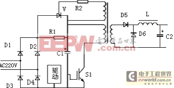 采用晶閘管和限流電阻組成的防浪涌電流電路