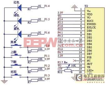 鍵盤顯示和指示燈電路圖