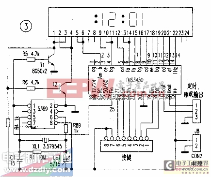 用高精度60Hz發(fā)生器MM5369與TMS3450，TMSl943制作的LED數(shù)字鐘