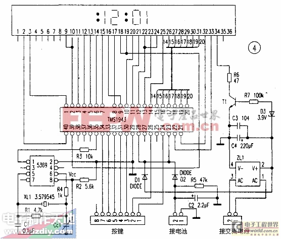 用高精度60Hz發(fā)生器MM5369與TMS3450，TMSl943制作的LED數(shù)字鐘