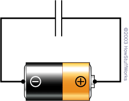 将电容器和电池连接在一起