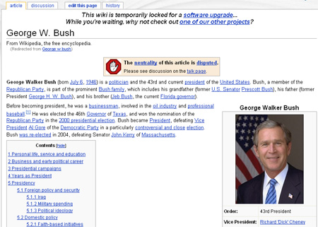 Wikipedia上的“George W. Bush”条目