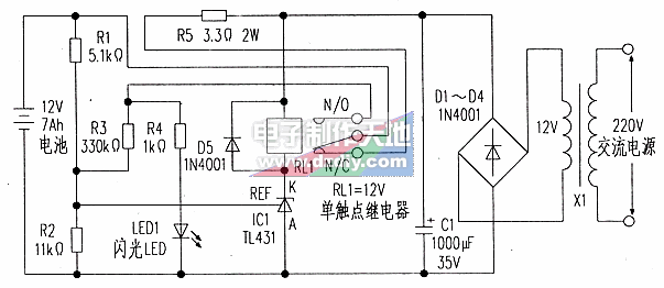 TL431电池充电器电路图Lead-acid battery charger