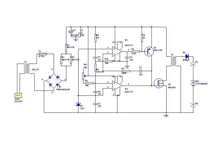电瓶修复电路图--Battery repair device circuit diagram