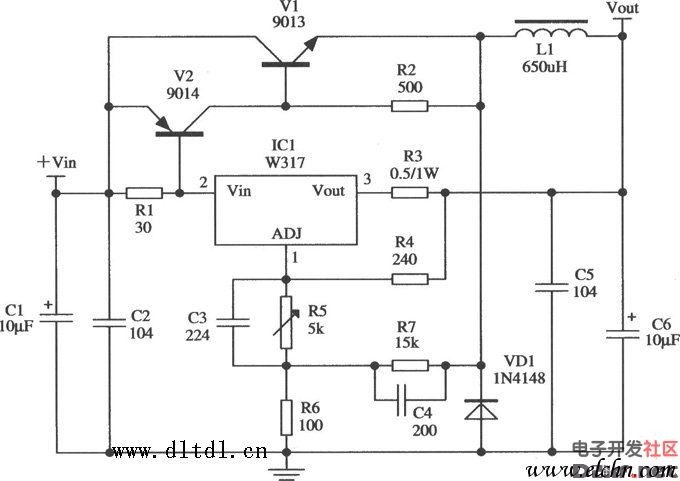 由Wll7／W217／W317构成的开关式稳压电源的应用电路