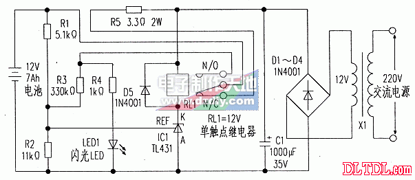 TL431电池充电器电路图Lead-acid battery charger